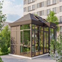 Véranda mobile en aluminium et verre pour toutes les saisons, style villa moderne, avec toit incliné automatique, pour jardin, patio et cour.