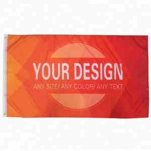 Factory Wholesale Advertising Promotional Orange Custom Polyester <b>Flags</b> Banners Digital Printing 2 Grommets Flying/Hanging Style - Product Image 1
