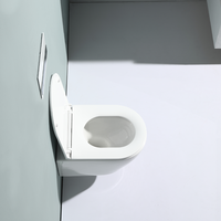 Toilette flottante de forme ronde Europe sans rebord Toilette murale Wc Suspendu Complet Toilette suspendue au mur sans rebord