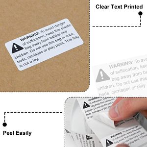 Choking Hazard Warning Labels 5.08cm x 2.54cm, 1000 <b>Stickers</b> Per <b>Roll</b> Safety Packaging Tags - Product Image 4