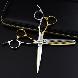 Forbici da Parrucchiere XY-11 da 6.0 Pollici, Bianche e Dorate, con Cuscinetti, Lama Piatta a Denti Affilati - Product Image 3