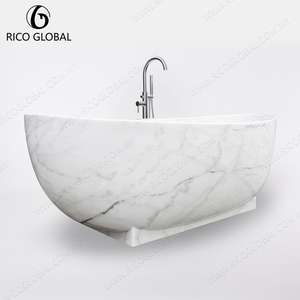 อ่างอาบน้ำโค้งหินอ่อนสีดำ Nero Marquina รุ่น BT-131A ผลิตในมาเลเซีย ดีไซน์หรูหราและสง่างาม - Product Image 6