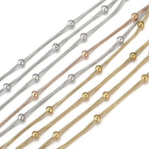 Stainless Steel Three Layer <b>Bead</b> <b>Bracelet</b> Round Snake Style Multi Layered Fashion Titanium Steel 18k <b>Gold</b> Plated Jewelry - Product Image 5