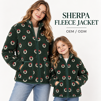 Mutter-Tochter Passende Weihnachtskranz-Fleecejacken Sherpa Winter Familien-Feiertagsoutfit Bekleidungslieferant