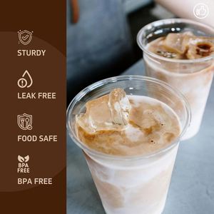 Gobelets jetables en plastique transparent de 16 oz (lot de 1000) pour café glacé avec couvercles plats – Idéal pour les fêtes - Product Image 3