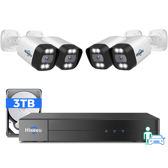 H.265 Ai Smart Outdoors Color Night Vision Surveillance Nvr Camera Kit Cctv Poe Ip Security Camera System 5MP 16CH 4K NVR IP 66