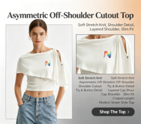 Atasan Wanita Putih Asimetris Off-Shoulder Slim Fit 2026 dengan Detail Ikat dan Potongan Bahu, Modern Fit, 100% Katun Ramah Lingkungan dan Bernapas
