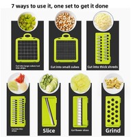 12-in-1 multifunctionele mandoline snijmachine, groentesnijder, handmatige voedselhakker en rasp met verwisselbare messen voor de keuken