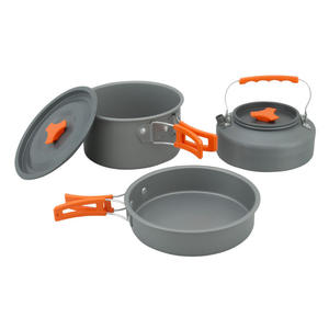 Juego de utensilios de cocina para exteriores de 3 piezas, olla, sartén y tetera de aleación de aluminio antiadherente de 3-4L para 2-3 personas, para cocinar al aire libre. - Product Image 1