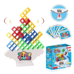 2 Players 16/32/48/64pcs Tetr Tower Games Balance Stacking Toy Building Blocks Party Board Stack Game Educational toys