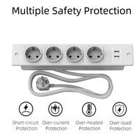 Multiprise encastrable pour meubles, 4 prises CA et 2 ports USB, prise de courant encastrée pour bureau à usage commercial