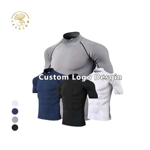Camiseta Deportiva Personalizada para Hombre, Cuello Alto, Corte Ajustado, con Logotipo Personalizado, <span class=keywords><strong>de</strong></span> Buena Calidad - Product Image 1
