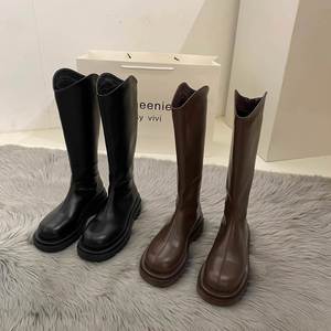 Botas Largas de Mujer Primavera 2026 Elásticas Ajustadas con Tacón Grueso y Punta Cuadrada, Botas de Montar a Media Pantorrilla/Hasta la Rodilla para Mujer - Product Image 3