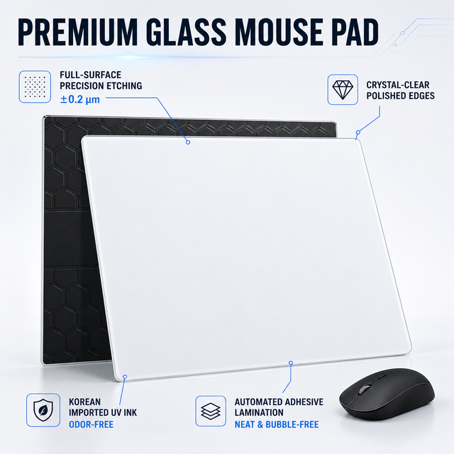 Hot Custom Pattern Anime Tempered Glass Mouse Pad for Gaming Waterproof High and Speed Smooth