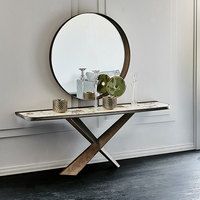 Table d'entrée minimaliste luxueuse de style italien Base en forme de X avec plateau en pierre placé contre le mur