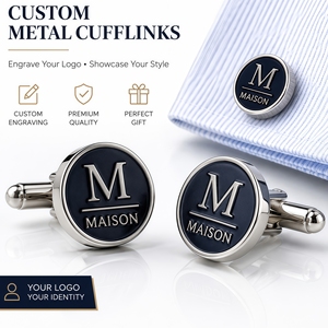 Set di <span class=keywords><strong>Gemelli</strong></span> Personalizzati in Acciaio Inossidabile <span class=keywords><strong>Argento</strong></span> con Logo, per <span class=keywords><strong>Uomo</strong></span> - Product Image 2