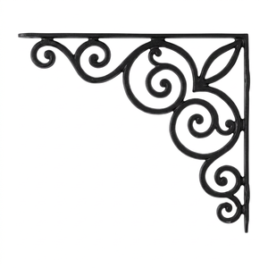 Supports muraux en fonte antique Rajvasant |   Support d'étagère d'angle décoratif victorien, robuste, en métal noir rustique, imperméable - Product Image 5