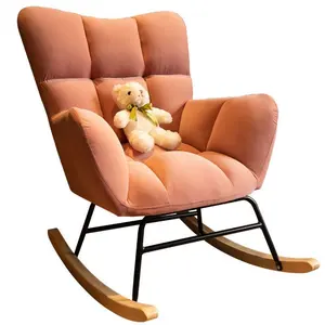 Modern chair designer leisure soft rocking chair with wooden legs comfortable and relaxing chair living room sofa