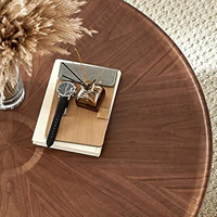 Table basse ronde minimaliste, combinaison moderne pour salon, petit appartement, table à thé ronde en placage de noyer, luxe léger