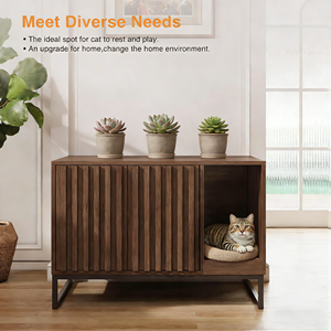 Concealed Wood <strong>Cat</strong> <strong>Litter</strong> Box <strong>Furniture</strong> with Scratching Board and Easy Clean Feature Indoor Side Table - Product Image 4