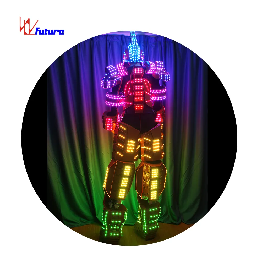 Ropa Future Rave, disfraz LED intermitente, trajes de luz, trajes de Robot LED RGB, 1 pieza, conjuntos personalizados para adultos, rendimiento para Unisex