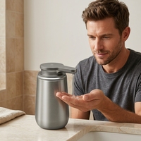 Distributeur automatique de savon liquide infrarouge sans contact de style moderne de luxe, fabriqué en usine, en acier inoxydable 304, pour cuisine et salle de bain