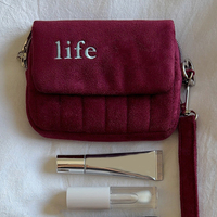 Pochette à monnaie mini matelassée en daim avec fermeture éclair, porte-clés et clip, personnalisable avec logo, pour rangement de bâton de baume à lèvres