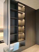 Armoire de chambre à coucher moderne et simple de couleur grise, éclairage LED, design écologique et durable, pour salon, villa, prix direct d'usine, économique