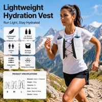 Gilet de course à pied léger en nylon tendance avec poches souples pour bouteilles et téléphone, ajustement sans pression pour l'entraînement longue distance
