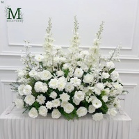 MILE Chemin de table en soie élégant avec roses artificielles mélangées rose, violet et blanc pur de 80 cm pour allées de mariage, fêtes et événements