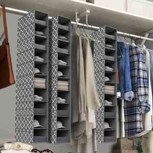 Authentic Household Items 10 Tiers Collapsible Cloth Hanging Shelf for Closet Storage Organizer - Product Image 5