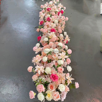 Décoration de mariage RF10, rangée de fleurs artificielles, guirlande de fleurs en soie artificielle pour table à manger, chemin de table en roses artificielles roses