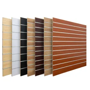 ชั้นวางพลาสติกก๊อกน้ําแสดงอะคริลิ mdf slatwall ผลิตในประเทศจีนไม้อัด slatwall