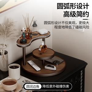 Multi Layer Cosmetic Storage Rack Wooden Desktop Organizer For Skincare Perfume Makeup Products 2 Tier <b>Rotating</b> <b>Display</b> <b>Stand</b> - Product Image 3