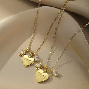 Venta al por mayor, significado, regalos del Día de San Valentín, collar para mujer, mamá, amante, corazón, letra, acero inoxidable 316L - Product Image 3