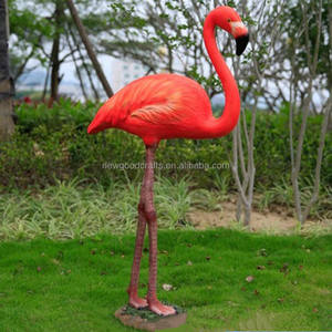 Büyük pembe Flamingo bahçe heykeli yaşam boyutu açık reçine kuşlar süs Yard sanat ev veranda köy dekor zarif heykelleri - Product Image 2
