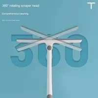 Outil de nettoyage de vitres en forme de T rotatif à 360 ° Raclette de salle de bain avec poignée en plastique pour nettoyant en caoutchouc de douche