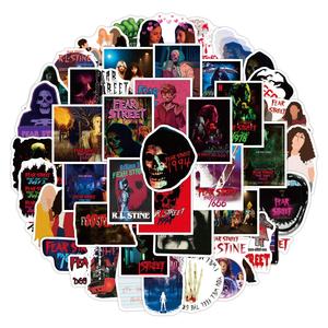 50 pièces <span class=keywords><strong>Film</strong></span> d'horreur <span class=keywords><strong>peur</strong></span> rue films autocollant pour Graffiti décoratif étanche découpé bagages ordinateur portable autocollants personnalisés - Product Image 1