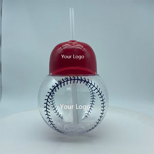 ढक्कन और स्ट्रॉ के साथ 24 आउंस प्लास्टिक नॉवेल्टी बेसबॉल हेलमेट ड्रिंकिंग बॉल के आकार का कप - Product Image 2
