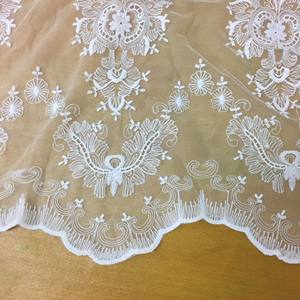 Vente chaude lait soie dame robe dentelle brodé maille tissu blanc mode femmes mariage <span class=keywords><strong>gaze</strong></span> jupe accessoires - Product Image 2