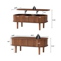 AJUNION Table basse de table élévatrice ovale moderne Table basse de salon en bois avec 3 compartiments de rangement