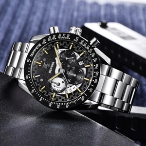 BENYAR 5120 Nouvelle montre à quartz de luxe pour homme, design unique, étanche, antichoc, bracelet en acier inoxydable, chronographe sportif - Product Image 4