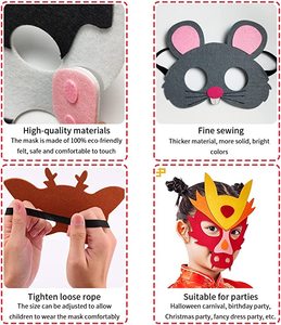 Mascarillas <span class=keywords><strong>de</strong></span> <span class=keywords><strong>animales</strong></span> <span class=keywords><strong>de</strong></span> fieltro para Halloween, máscaras <span class=keywords><strong>de</strong></span> fiesta para niños - Product Image 2