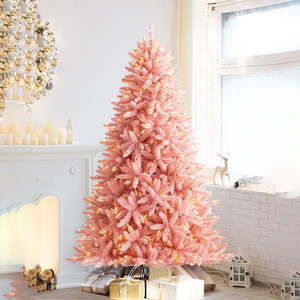 <span class=keywords><strong>Sapin</strong></span> de Noël rose à charnière <span class=keywords><strong>sapin</strong></span> canadien <span class=keywords><strong>artificiel</strong></span> arbre de Noël rose corsé léger - Product Image 1