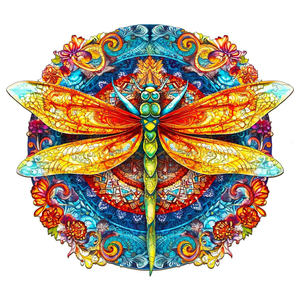 Rompecabezas de madera con diseño artístico de libélula colorida para niños y adultos, juguete DIY, regalo unisex de 8 a 13 años - Product Image 1
