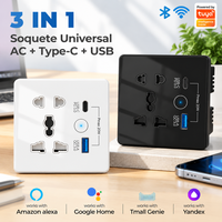 Prise intelligente UBARO de haute qualité, écran tactile, rabattable, ignifuge, ABS, 2 ports, prise universelle 13A/250V, double USB PD 20W, Wi-Fi, BLE, Alexa