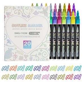 12色のメタリックグリッターペイント、ダブルラインアウトラインマーカー、紙、ポスター、子供の日のグリーティングカードに線を描く - Product Image 3