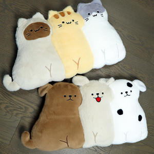 หมอนตุ๊กตาขนยาวลายแมวและสุนัข (ดีไซน์แบบ Patchwork) หมอนอิงตุ๊กตาขนยาวลายแมวและสุนัขสำหรับตกแต่งบ้าน - Product Image 2