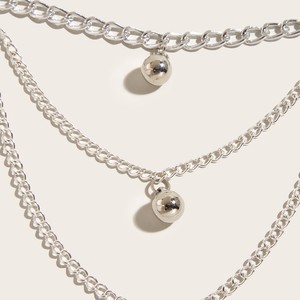 สร้อยคาดเอวแฟชั่นสไตล์ยุโรปอเมริกัน หลายชั้น ประดับจี้ทรงกลม  วัสดุโลหะผสมสังกะสี ชุบสีทองขาว จี้ทรงกลม - Product Image 4