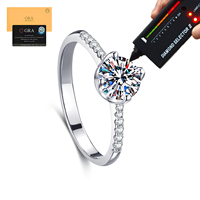 Bague en Moissanite D VVS1, Bague en Laiton Plaqué Platine, Forme Ronde 0.8CT, Bague en Moissanite pour Femmes avec Certification GRA